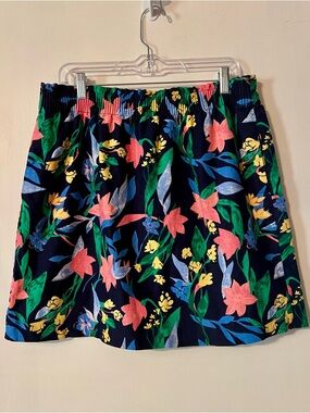 J. Crew mini tropical print linen/cotton blend paper bag skirt 2022 season